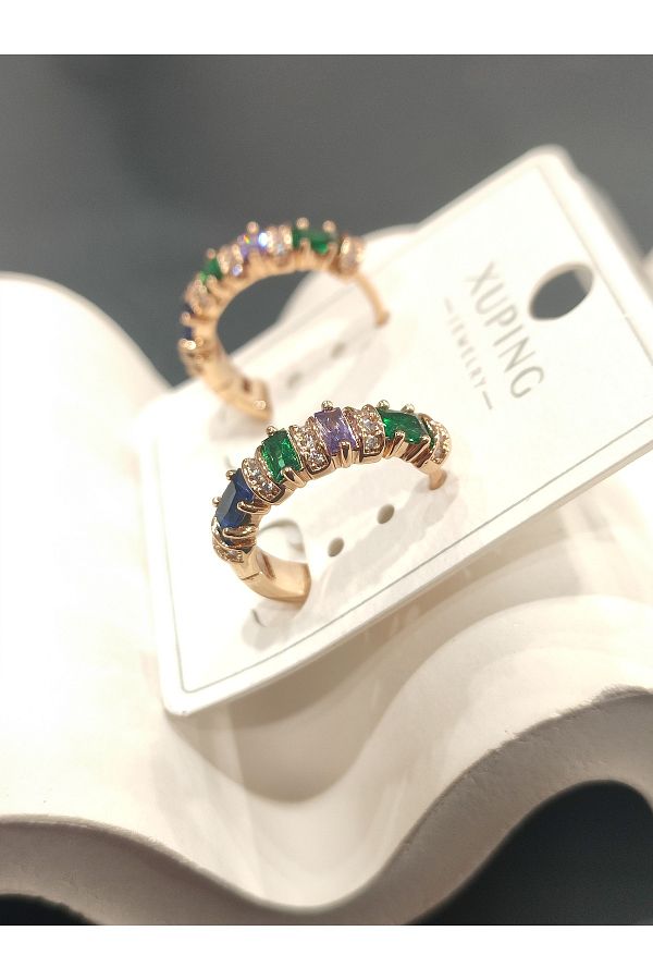 Bijutek-Xuping Rose Gold Zircon Stone Vip Series Steel Earrings for Women 1
