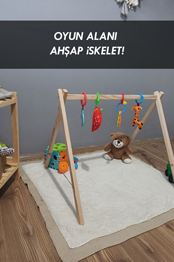 Moola Ahşap Bebek Egzersiz Aleti ve Oyun Alanı, Doğal Ahşap Bebek Aktivite Aleti, Aktivite Standı