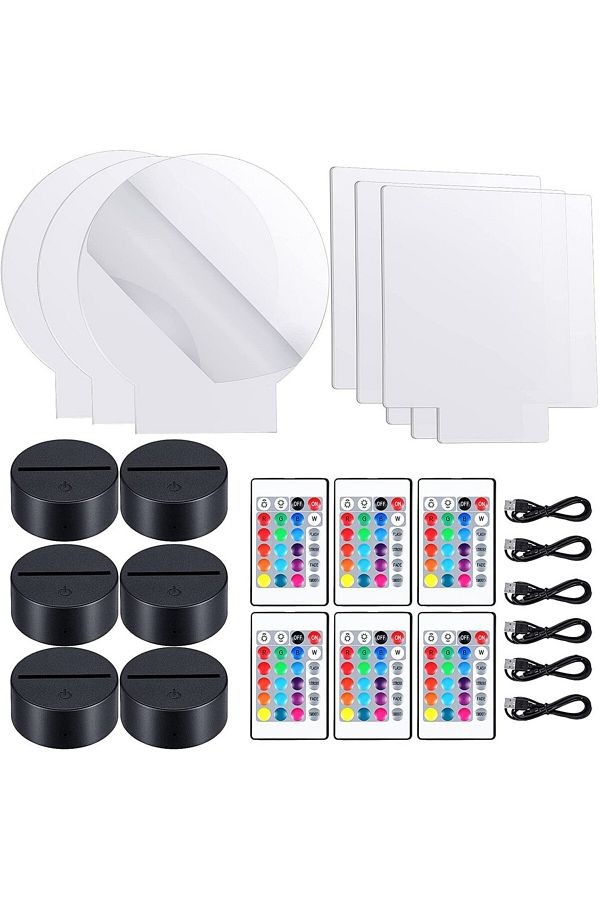 Choice-Usb Plug 6 Base 3 Ro 3sq 6 Sets Diy 3d Night Led Light Lamp Including 6 Light Display Stands And Cle 1
