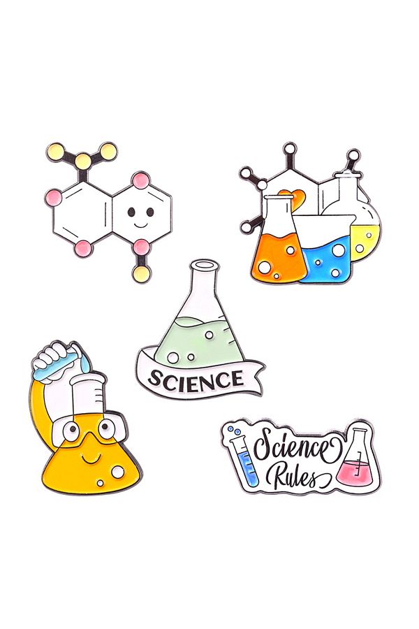 Choice-Set 10 2-7pcs/set Science Is Real Enamel Pins DNA Molecular Structure Chemical Beaker Test Tube Lab 1