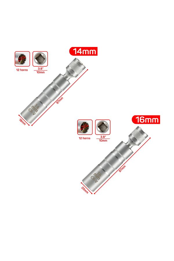 Choice-Suit Spark Plug Socket Wrench Adapter 14mm16mm Set Universal Joint With Magnetic Flexible Socket Thi 1