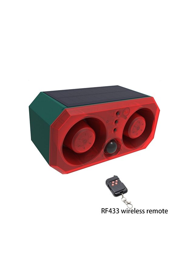 Choice-Red Solar Alarm Animal Repeller Two Speakers Recording Motion Detection Alarm Sensor Flash Sensing E 1