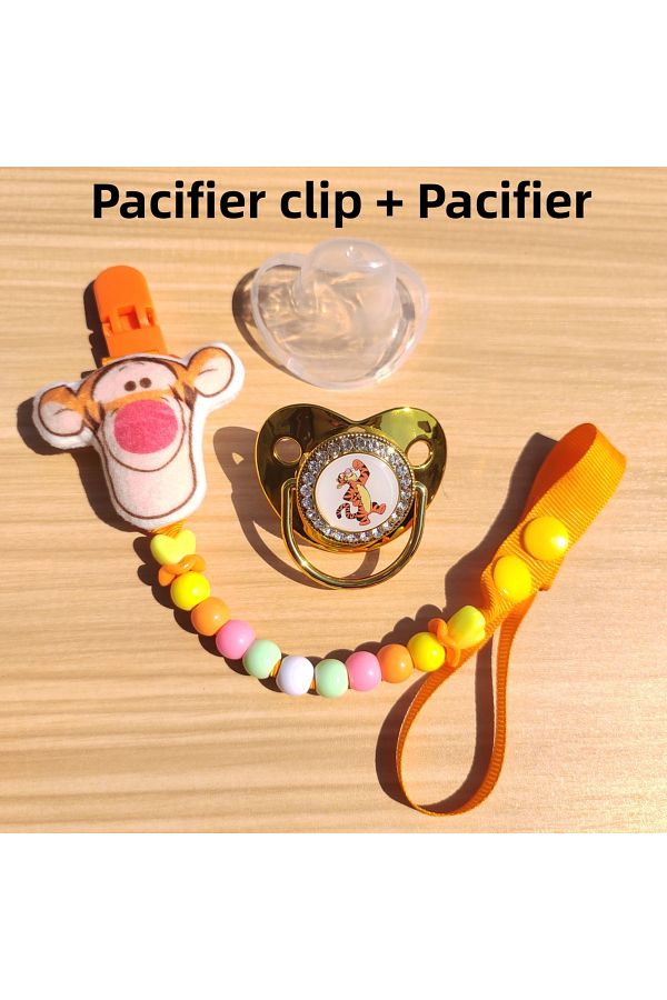 Miniso-1 set Miniso Tigger Baby Pacifier Chain Clip for newborns BPA Free Luxury Bling Pacifier Silicone du 1