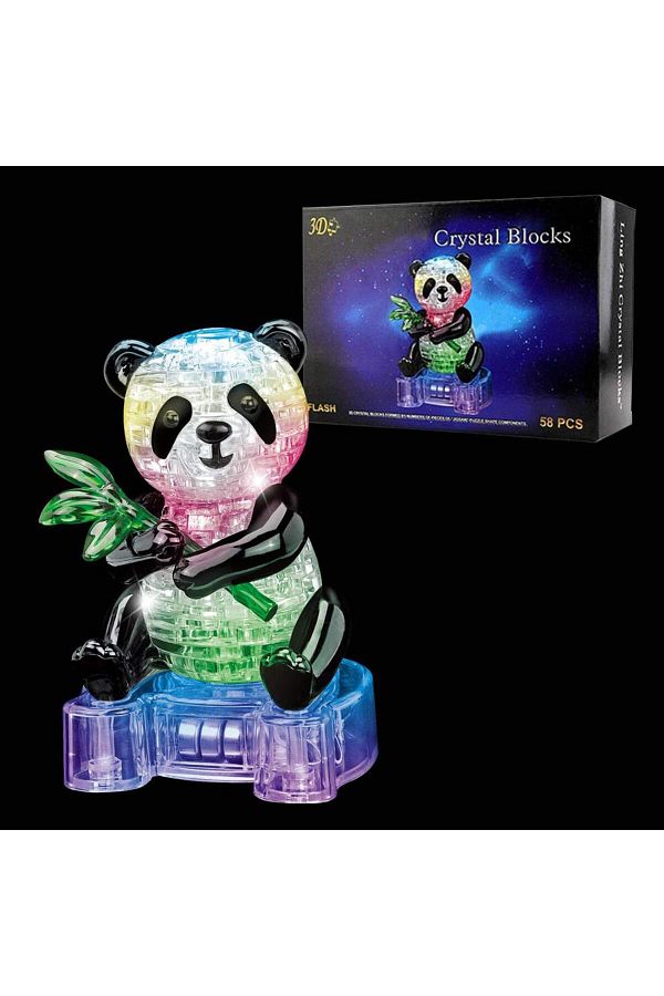 Choice-WHITE 3D Crystal Panda Puzzle with Flashing 3D Jigsaw Assembled Cute Animal Puzzles DIY Model Intell 1