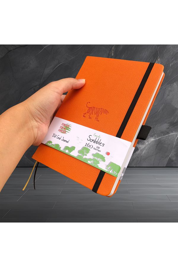 Choice-DOTTED 160 PAGES Orange-tiger BUKE Bullet Dotted Journal Drawing Sketchbook-160gsm Paper, Inner Pock 1