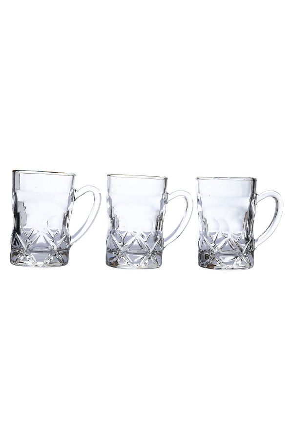 Alsaif Gallery-Tea set with max glass handle, with golden font, 6 pieces - transparent 1