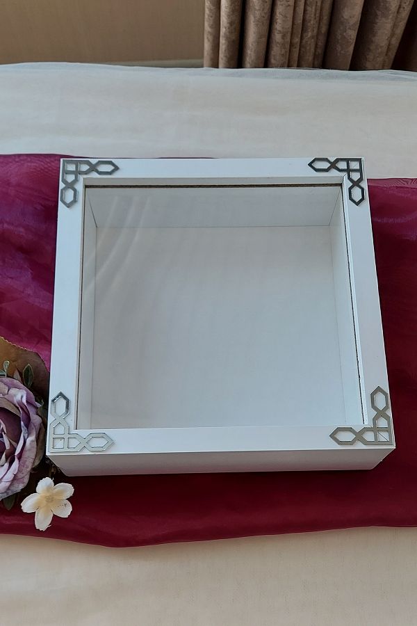 Verda Çerçeve-25x25 cm White Deep Memory Frame - 6 cm Depth Memory Frame Rose Box!Hkm Commerce 1