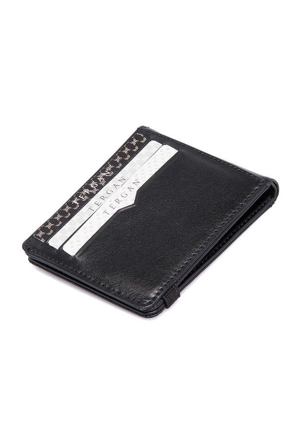 Tergan-S1Kk00001600-B06 Leather Men's Credit Card Holder - Black 1
