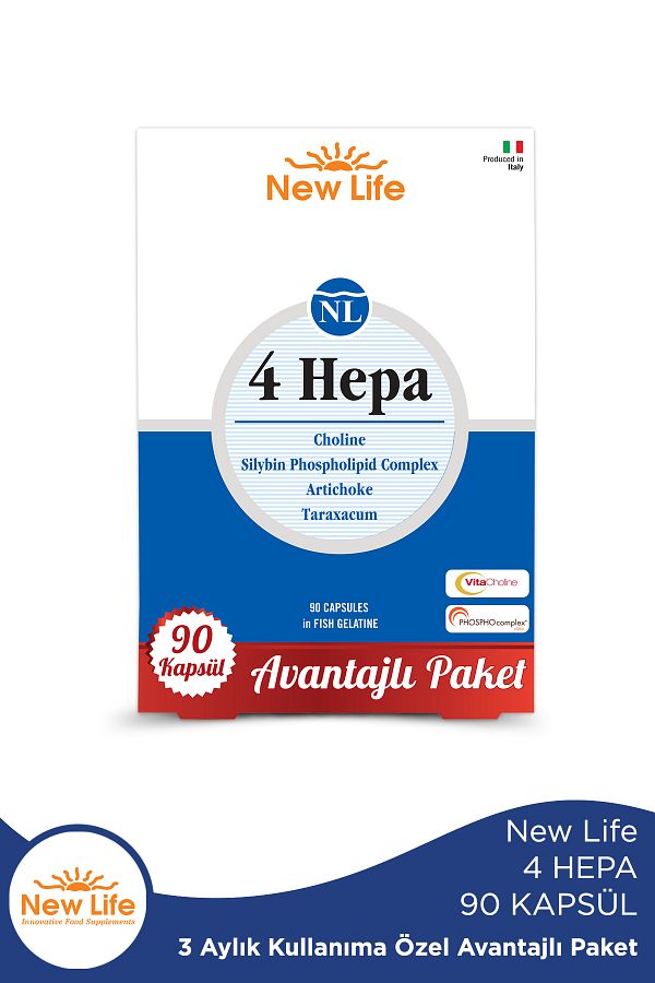 New Life-4 Hepa 90 Soft Capsules - Silibin Phospholipid - Choline - Artichoke Leaf and Dandelion Root Extract 1