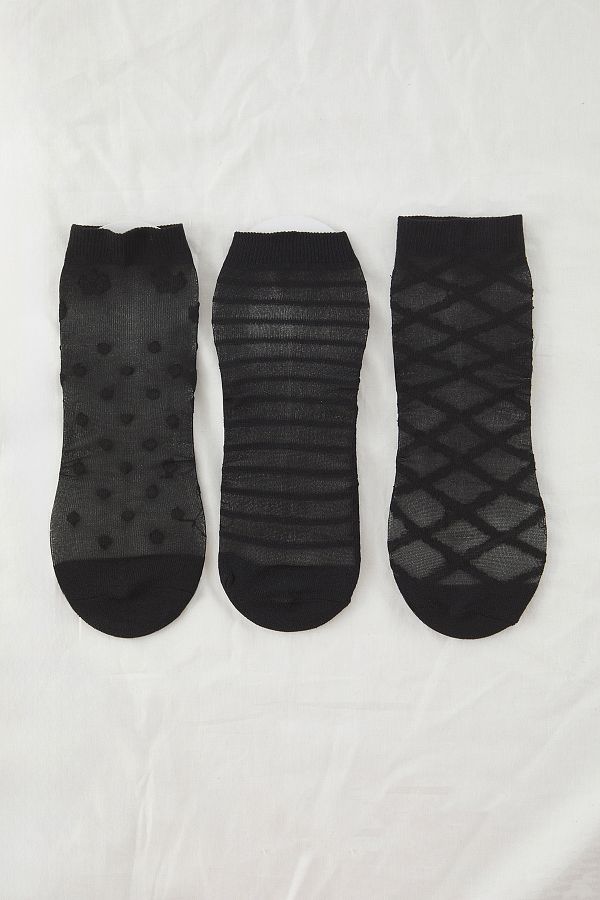 Trendyol Collection-Schwarze 3er-Pack gestrickte Socken mit Punkten und Streifen aus Jacquard THMSS25CO00011 1