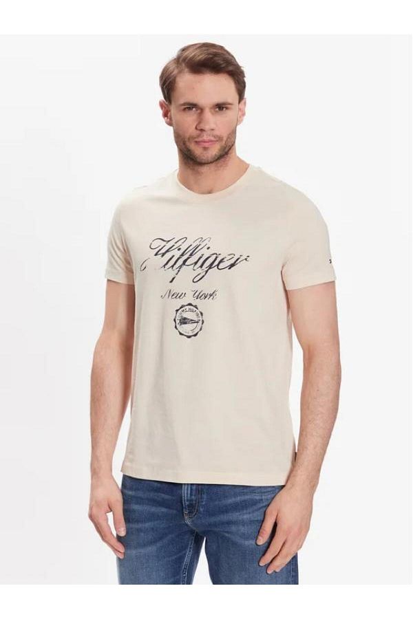 Tommy Hilfiger-Faded Script T-Shirt Slim Fit Granatowy 1