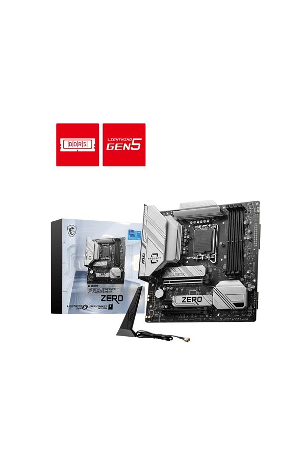 MSI-اللوحة الأم Project Zero B760m Intel LGA1700 DDR5 7800 OC MHz Matx 1