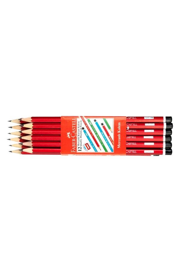 Faber Castell-Angular Coral Red Pencil 12'Li Hb Nib, Break-Resistant, Erasable Without Leaving Traces 1