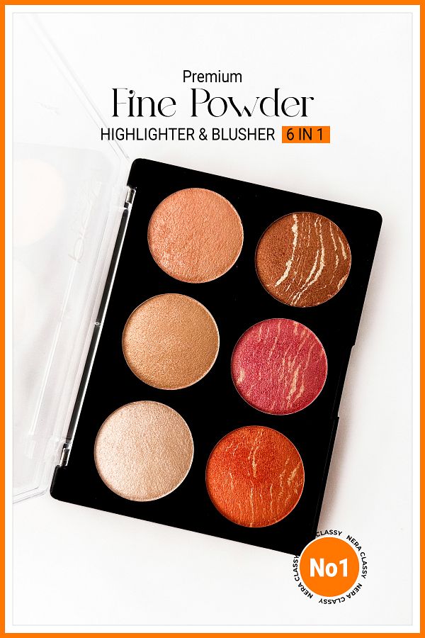 Nera Classy-6in1 Akgıl and Blusher Palette Illuminator & Highlighted 1