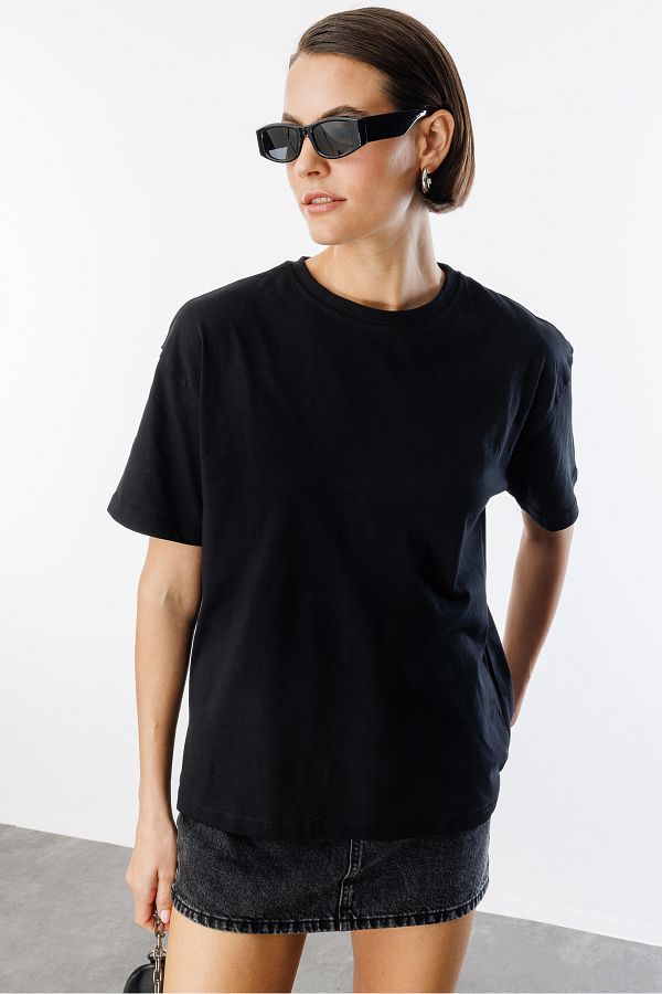 GENIUS STORE-100% Organic Cotton Thick Oversize Fit T-Shirt Women's Round Neck 1