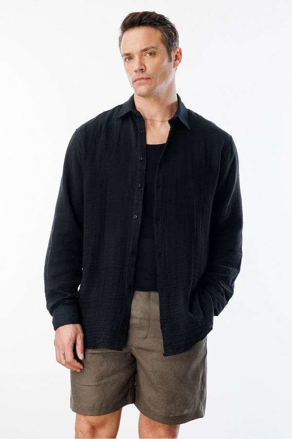 GENIUS STORE-قميص موسلين رجالي أساسي كبير الحجم ERKEK-MUSLIN-CHEMISE 1