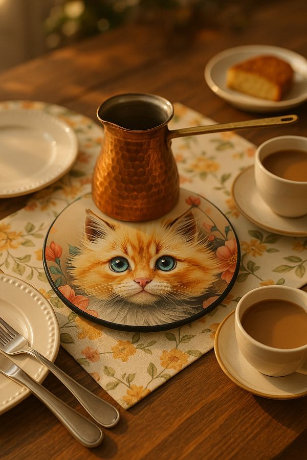 Lucena-Wooden Cat Picture Trivet - 2 Pieces 1