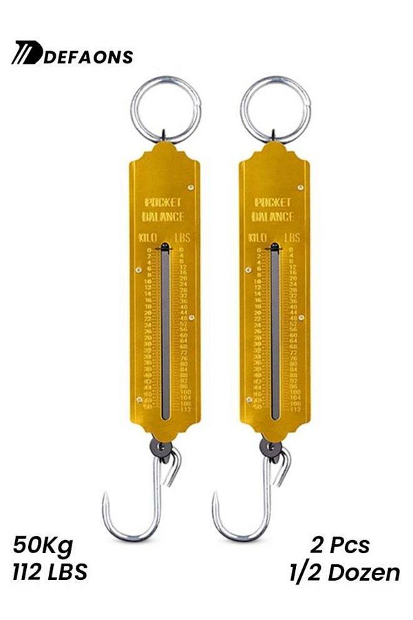 DEFAONS-Pocket Balance Spring Scale Portable Hanging Weighing Scale with Hook 50Kg 112LBS Capacity D 1