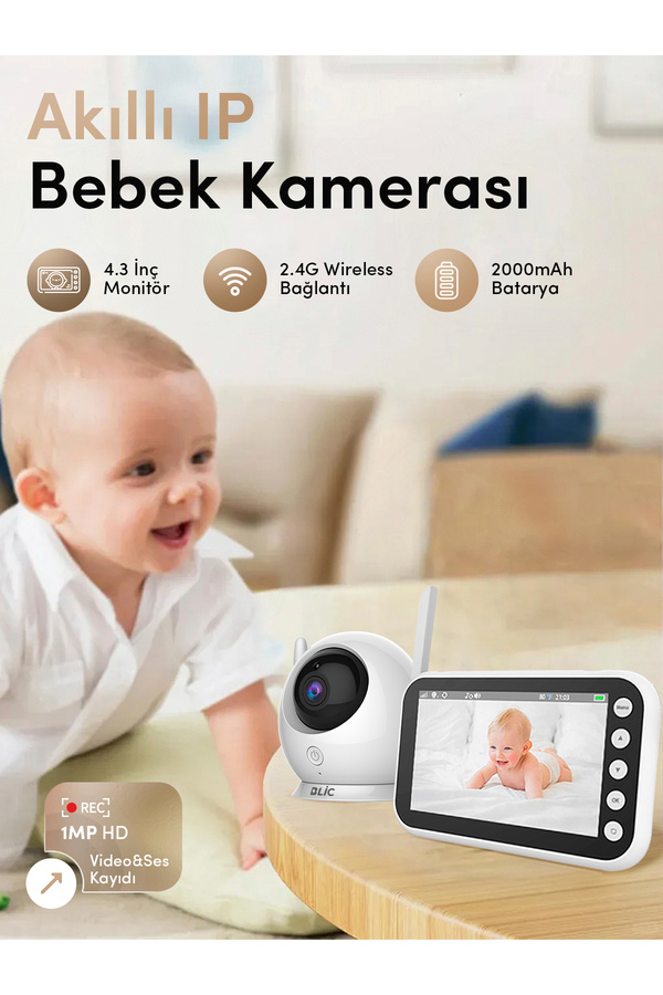 Blic Blm-34 4.3” Ekranlı Kablosuz Ip Bebek Kamerası - Gece Görüşü, Iki Yönlü Ses, Lullaby, Sıcaklık