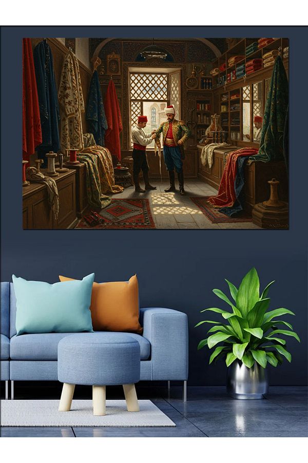 karizmart-Fabric Selection in Grand Bazaar Decorative Canvas - Mdf Wood Table 1