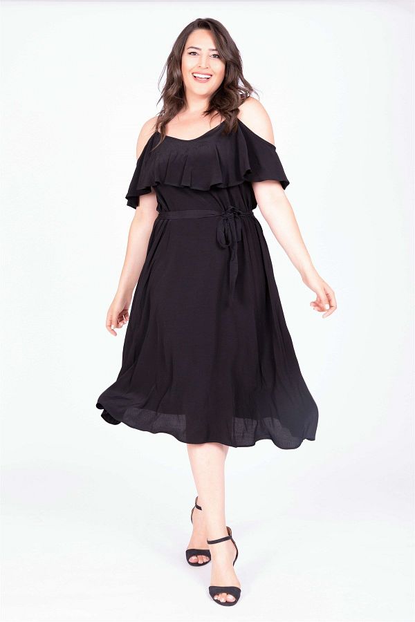 MYLİNE-Rochie cu curea cu volan 1
