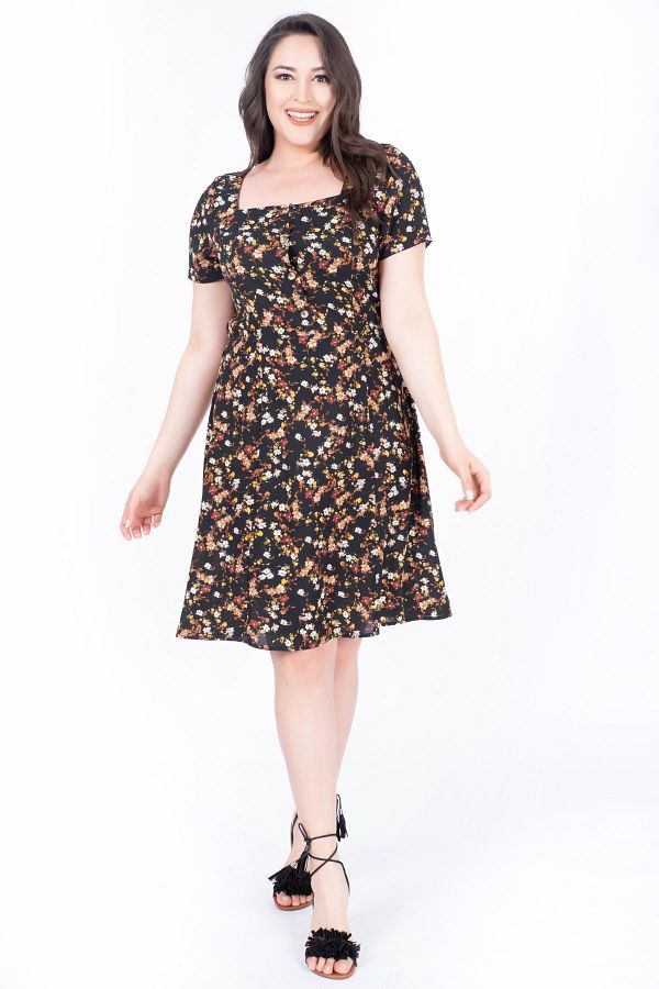 MYLİNE-Rochie florală cu guler pătrat 1