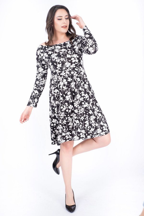 MYLİNE-Long Sleeve Combed Cotton Dress 1