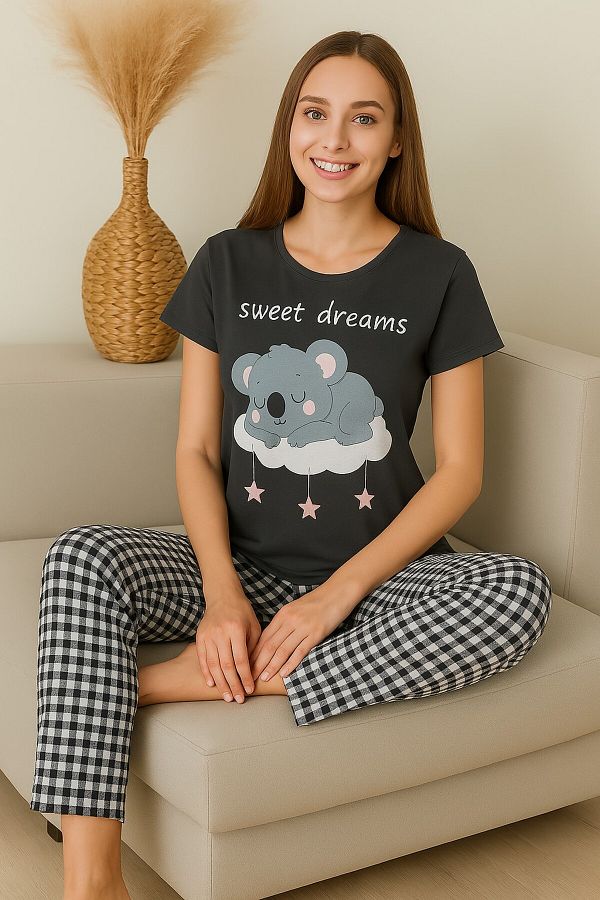 Sude-Women's Half Sleeve Cotton Combed Pajamas Set 1