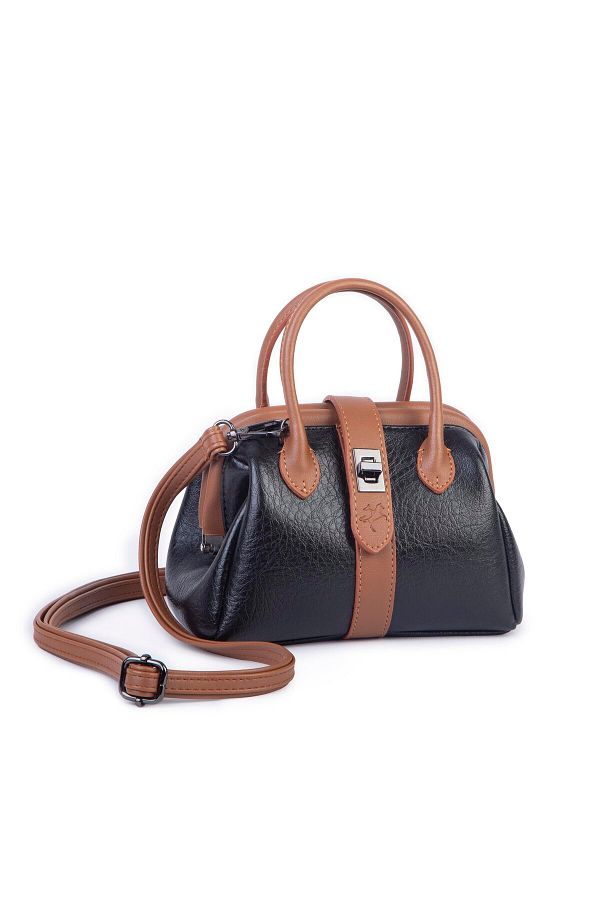 Nas Bag-Mini Size Clip-On Hand and Messenger Bag Black Tan Victoria (20X13 cm) 1
