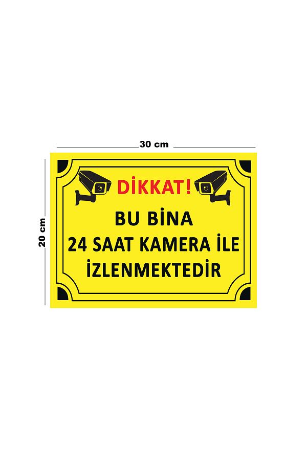 Lucena-Metal Attention This Building Is Monitored 24 Hours by Camera 20cm X 30cm A4 Size Warning Sign Direction 1