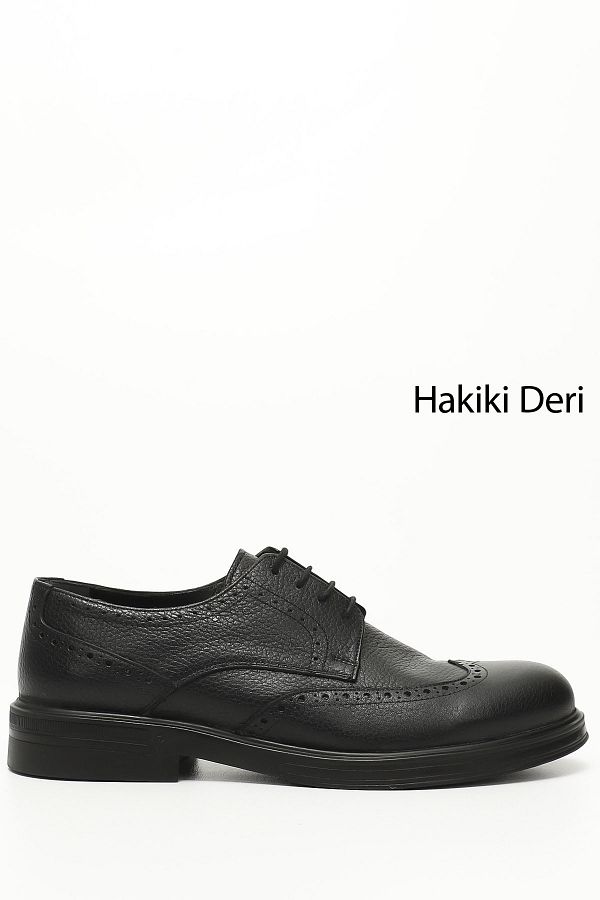 GÖNDERİ(R)-Men's Black Lace-Up Genuine Leather Classic Shoes 1