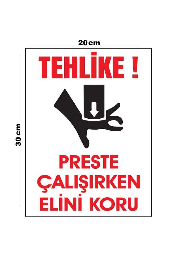Lucena-Metal Danger Preste Keep Hand While Working 20cm X 30cm A4 Size Warning Sign Directional 1