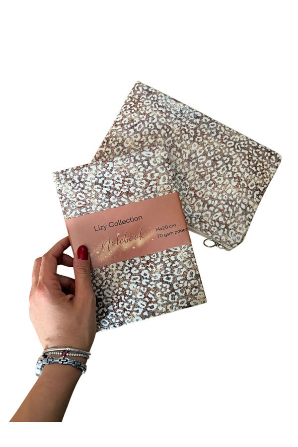 Adalinhome-Lizy Leopard Patterned Timeless Agenda and Accessory Bag (14*20 - 70 Sheets) 1