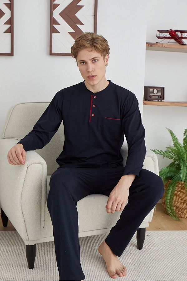Modafiks-Kocabey 9111 Battal Men's Midi Collar Pajamas Set 1