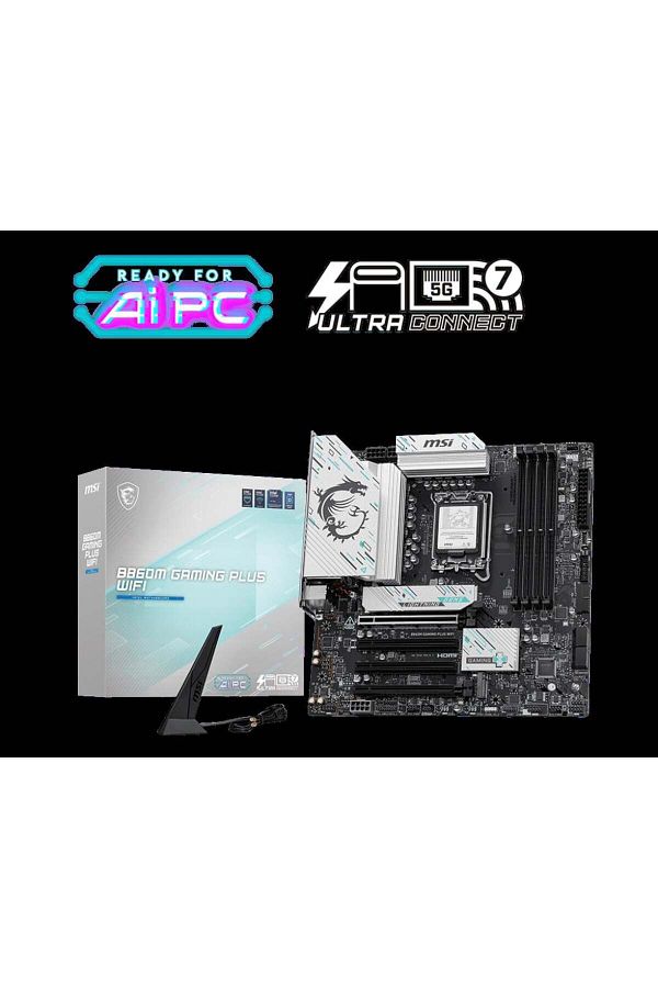 Hızlı Stok-Msi B860M Gaming Plus Wifi Socket 1851 Ddr5 8600Mhz(Oc) 3Xm.2 1X Tb4 HDMI Display 5g Lan Wifi 7 Matx 1