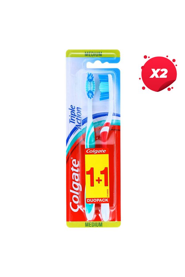 Colgate-X2 - COLGATE TRIPLE ACTION TOOTHBRUSH 2PCS/SET MEDIUM 1