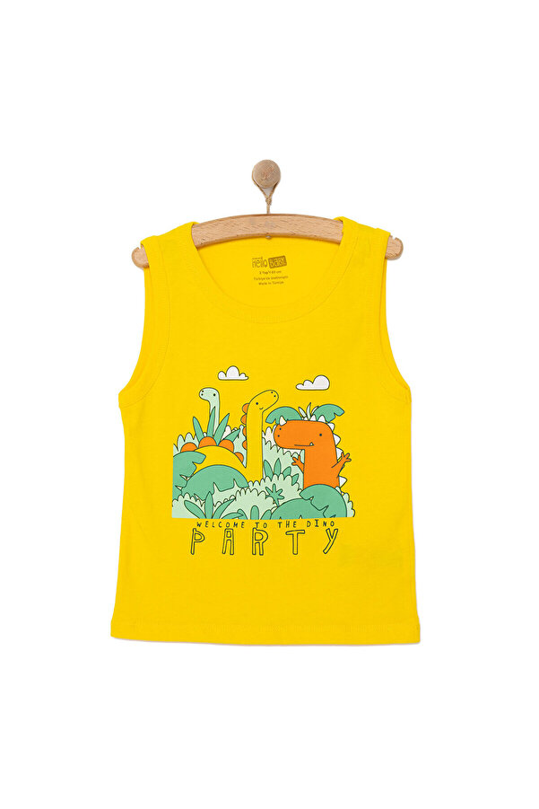 ebebek Hello Baby HelloBaby Basic Erkek Dinozor Partisi Baskılı Atlet Tshirt Erkek Bebek