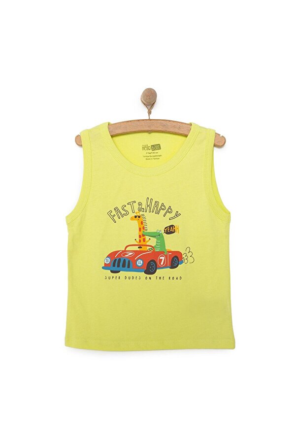 ebebek Hello Baby HelloBaby Basic Erkek Hayvan ve Araba Baskılı Atlet Tshirt Erkek Bebek