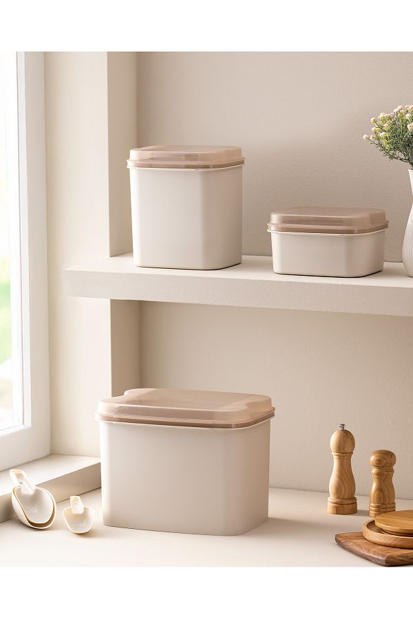 Madame Coco-Lucca 3-Piece Storage Container Set - Beige - 30 cm 1