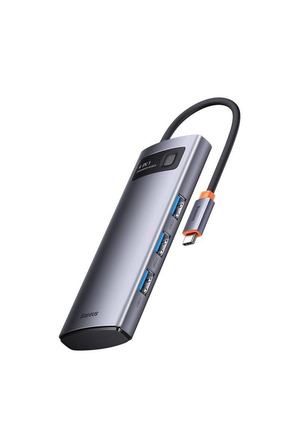 Baseus-HUB USB Baseus Metal Gleam WKWG070013, aluminiu, 4-in-1, USB-C - 4x USB 3.2 (Gri) 1