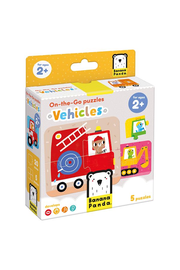 banana-Joc memorie tip puzzle Banana Panda, On the Go Puzzle Vehicles, 5 puzzle-uri cu 4 piese 1