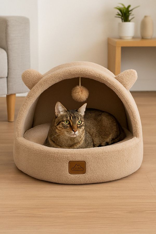 Jungolica Pet Products-Tom, Ultra Soft, Comfortable, Closed Top Design Cat Bed with Removable Cushion 1