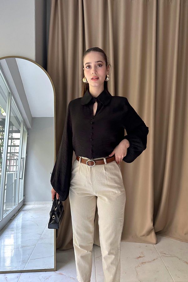 lizge giyim-Be Eyaka Front Buttoned Bluz 1