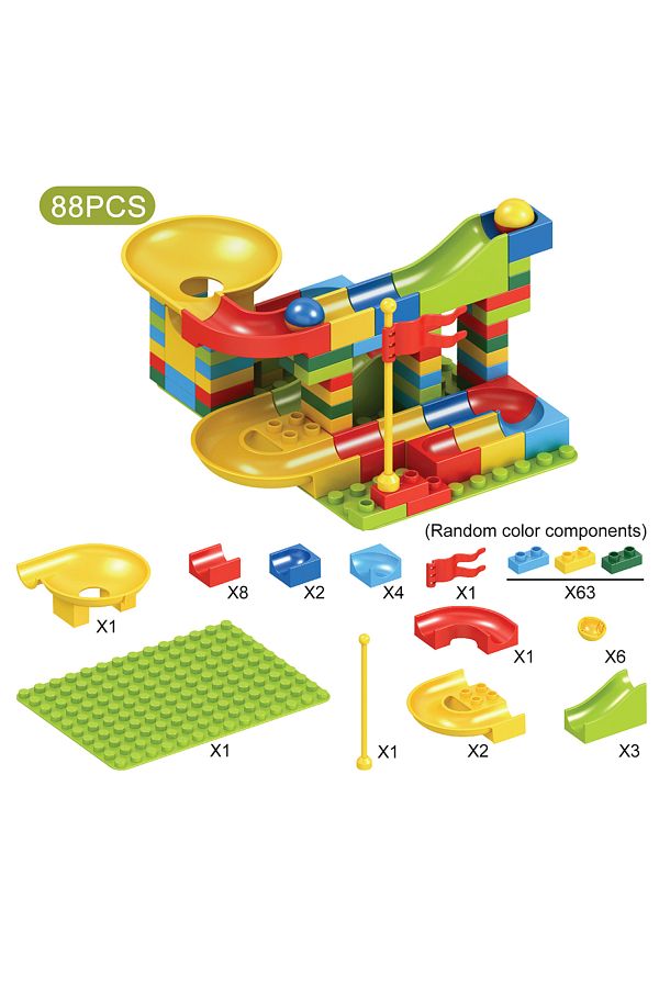Choice-A 88 pcs 88-100PCS Funnel Slide Building Blocks Marble Race Run Maze Ball Tracking Block DIY Plastic 1