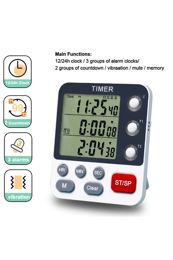 Choice-Dual-timing (clock 3 Channels Digital Kitchen Timer Count UP/Down Timer Adjustable 3 Levels Volume A 1