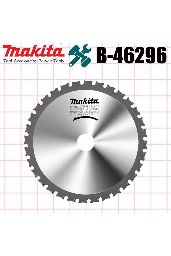 Makita-20mm Metal Cutting B-46296 Makita B-46296 Metal Saw Cutting Blade Diameter 150*1.5*20mm 32 Teeth All 1