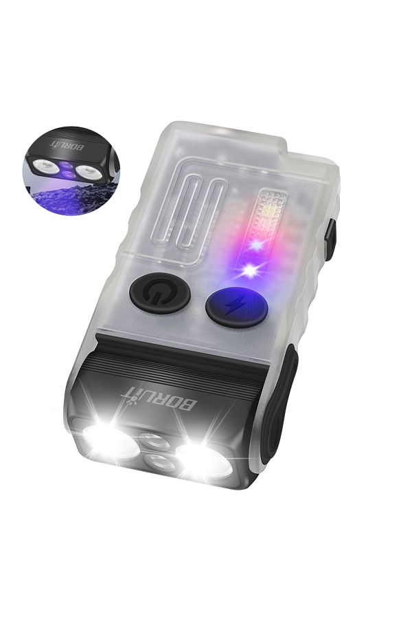 Choice-V20-1U BORUiT V20-1 Keychain EDC LED UV Flashlight Type-C Rechargeable Torch Buzzer Work Light with 1