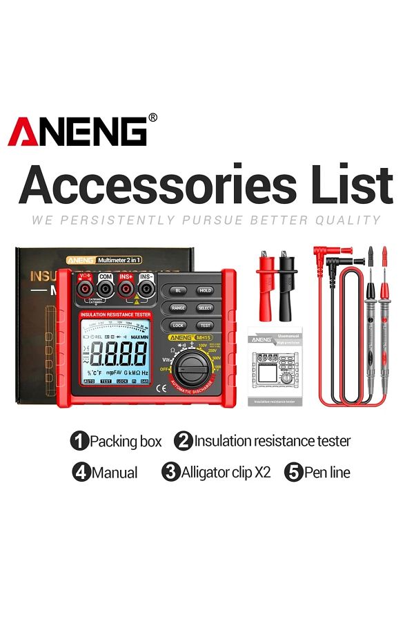 ANENG-Mh15 Without Battery Mh15 Ohmmeter Insulation Resistance Meter 6000 Count Digitalresistor Test 1