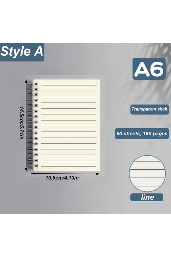 Choice-A6 Style A A6 Pocket Coil Spiral Notebook Small Notepad Line Blank Grid Inner Pages 160 Pages 80 She 1