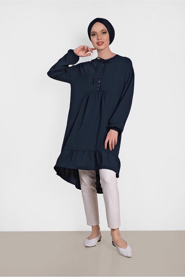 Alvina-4426 Model - Loose Tunic with Volan 1